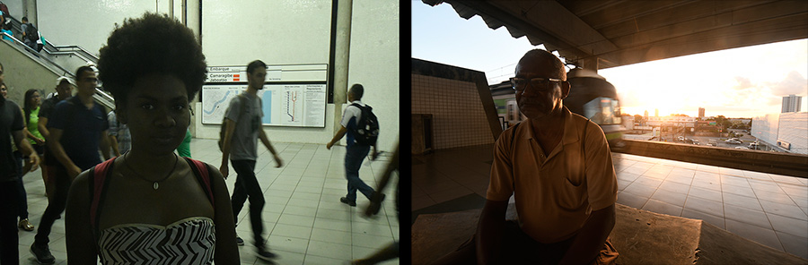 Maxilene Fernandes, à esquerda, e Reginaldo Pereira, à direita, queixam-se das condições de funcionamento do metrô do Recife (Rafael Bandeira/LeiaJá Imagens)