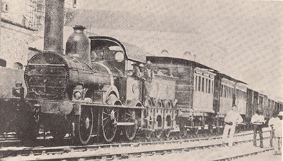 Primeiro trem de Pernambuco, partindo, no dia 8 de Fevereiro de 1858, com destino à Vila do Cabo. A imagem está no acervo do Museu do Trem. (Acervo do Museu do Trem )
